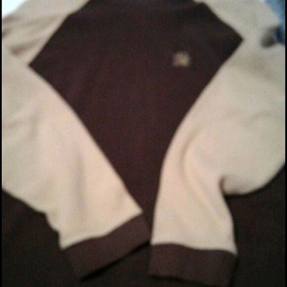 HOST PICK Retro 80s Brooklyn Express Brown & Tan Colorblock Long Sleeve Sweater - Picture 4 of 7